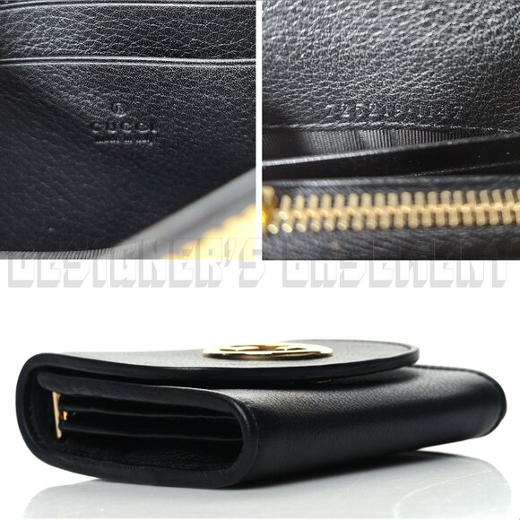 GUCCI black Leather BLONDIE Interlocking G Medium Wallet on chain Crossbody Bag - Picture 6 of 8